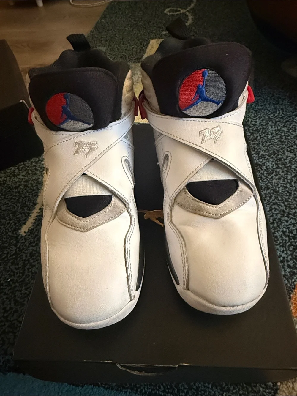 Jordan 8’s Kids White/Black/Red Retro Sneakers